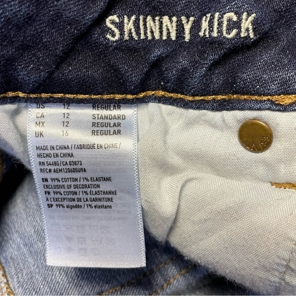 American Eagle Skinny Kick Super Stretch Jeans Womens Size 12 Mid Rise - Picture 3 of 9